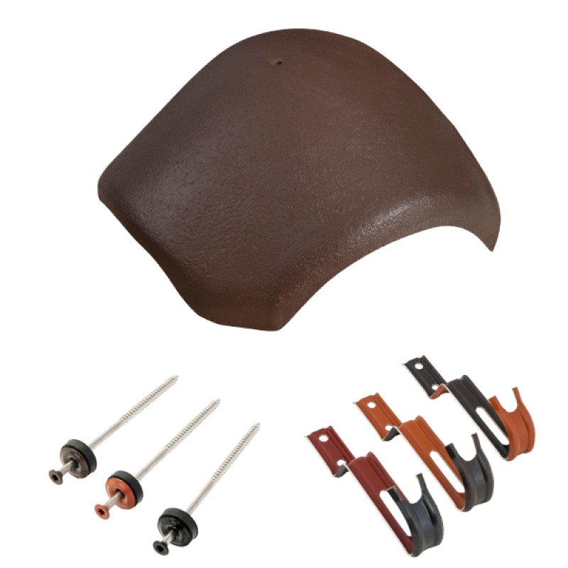 Bramac elosztó kúpcserép rögzítőkkel - Barna