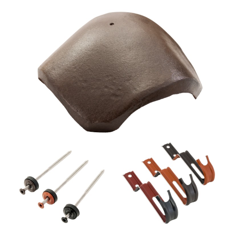 Bramac elosztó kúpcserép rögzítőkkel - Barna metál