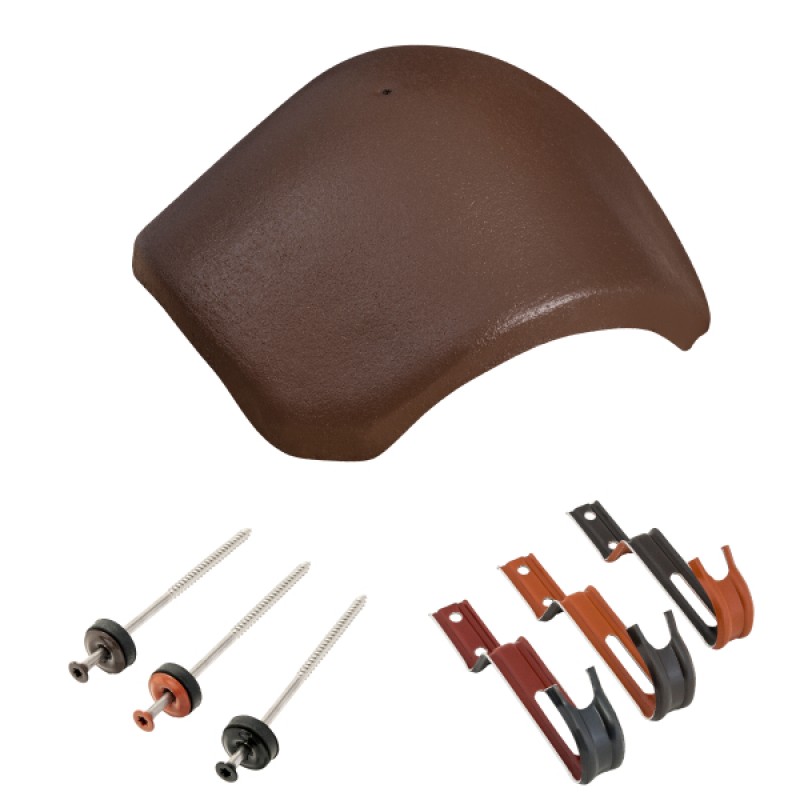 Bramac elosztó kúpcserép rögzítőkkel - Sötétbarna